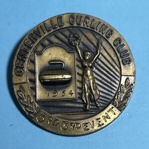 1954 Centerville Curling  Club ,3rd ,3rd Event Award logo Badge or pin
